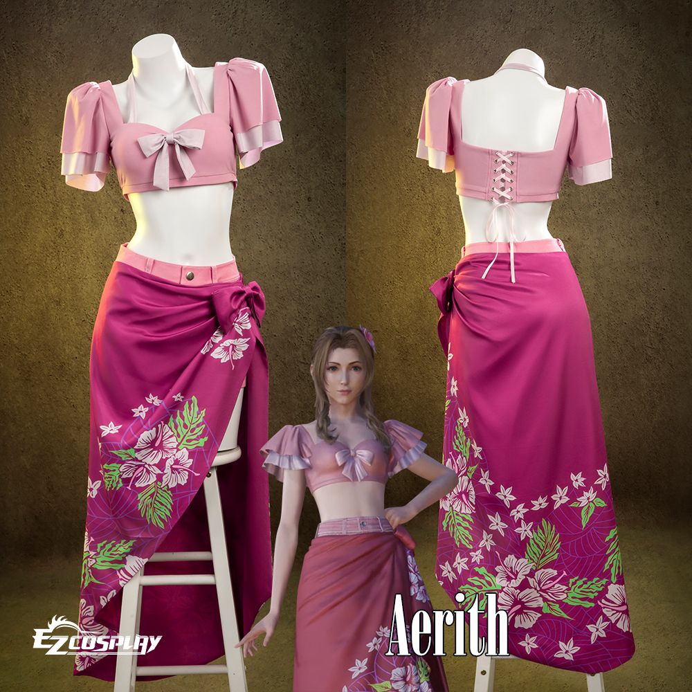 Final Fantasy VII Rebirth FF7R Aerith Gainsborough Beachwear Cosplay Costume-1.jpg