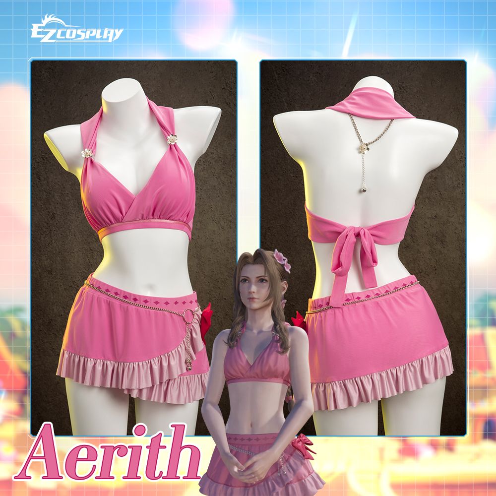 Final Fantasy VII Rebirth FF7R Aerith Gainsborough Swimsuit Cosplay Costume-1.jpg