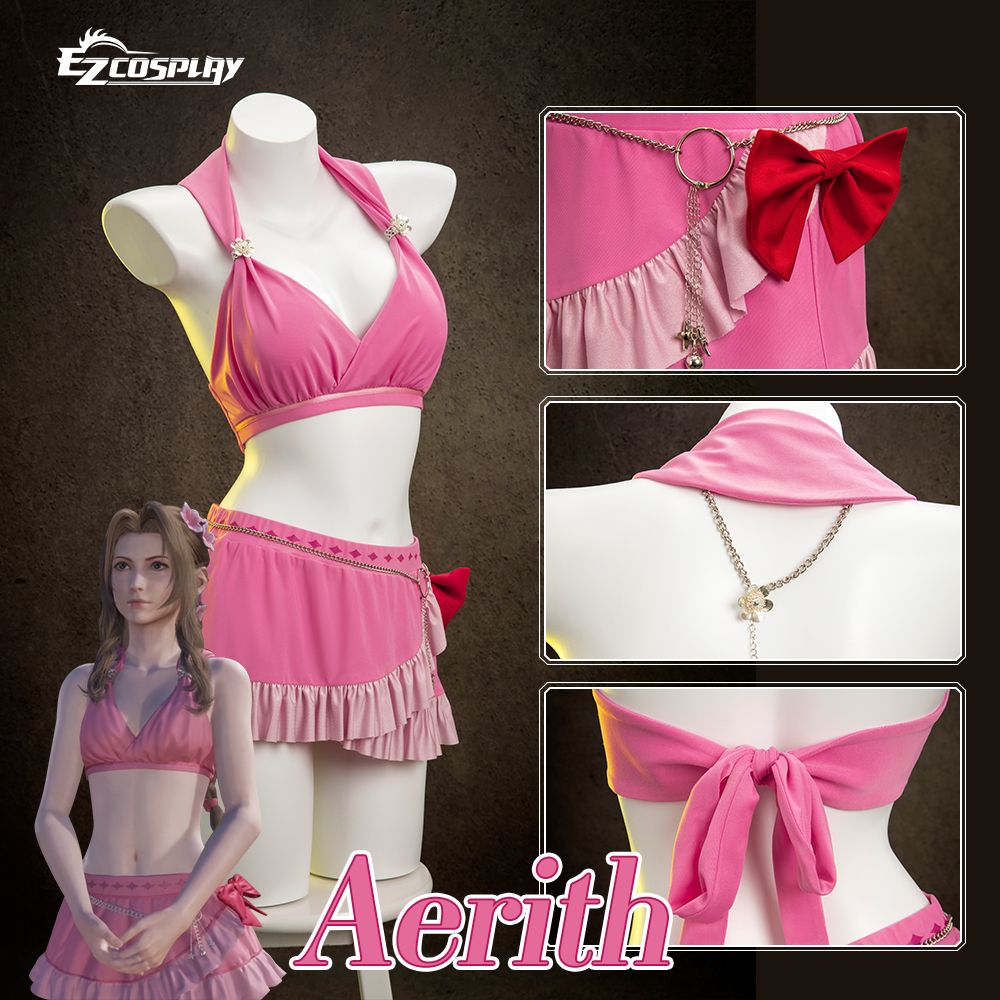 Final Fantasy VII Rebirth FF7R Aerith Gainsborough Swimsuit Cosplay Costume-2.jpg