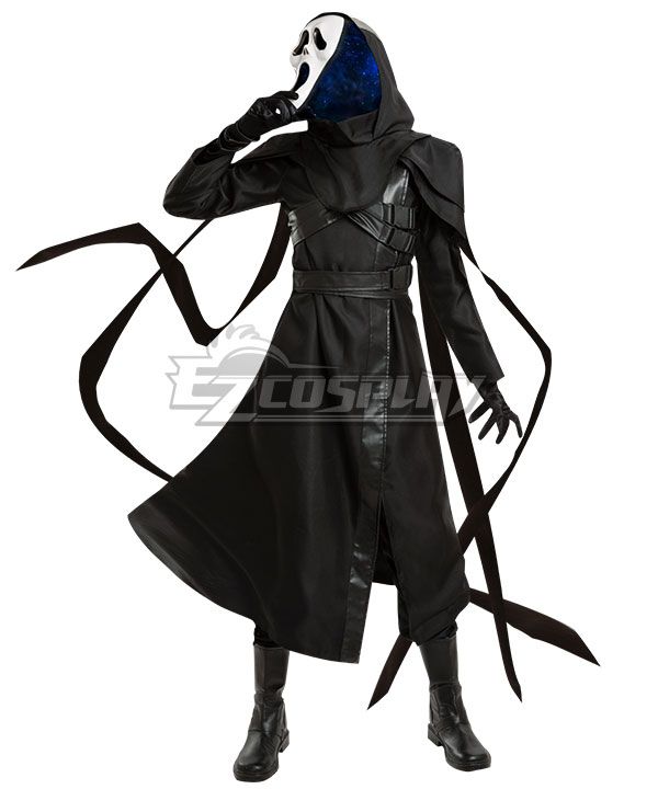 Dynamic pose model shot of Ezcosplay Ghost Face cosplay costume with flowing detail design