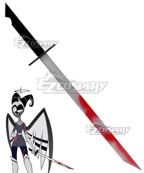 Cosplay prop sword for Hazbin Hotel Lute, foam safe sword with red blood stain printing, convention friendly accessory