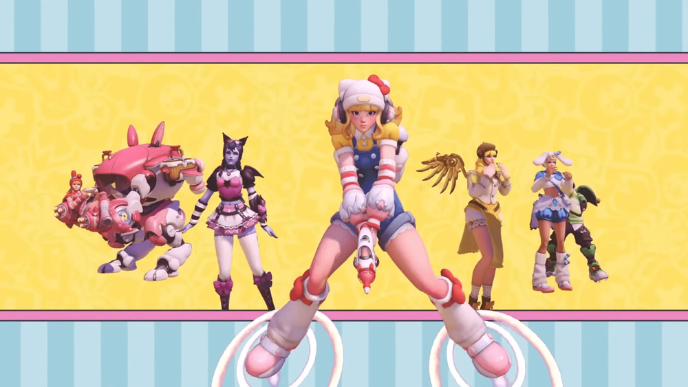 Official game screenshot of Juno with Hello Kitty skin, design reference for cosplay costume