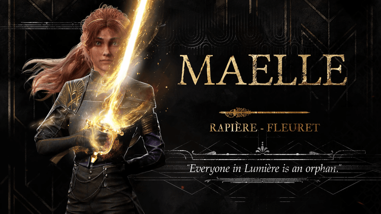 Official character art of Maelle in Clair Obscur Expedition 33, classic outfit reference for cosplay making