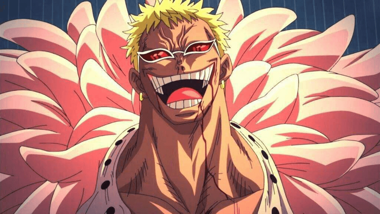 Official One Piece anime screenshot of Doflamingo, core reference for our cos costume development
