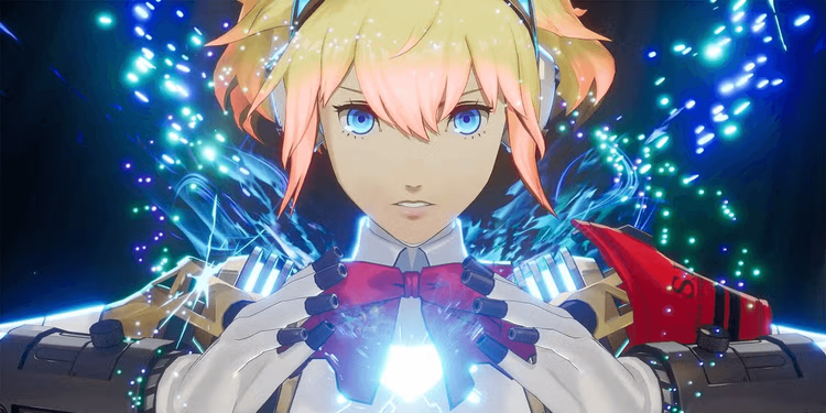 Official anime close-up screenshot of Aigis, the core reference template for our school uniform cos design