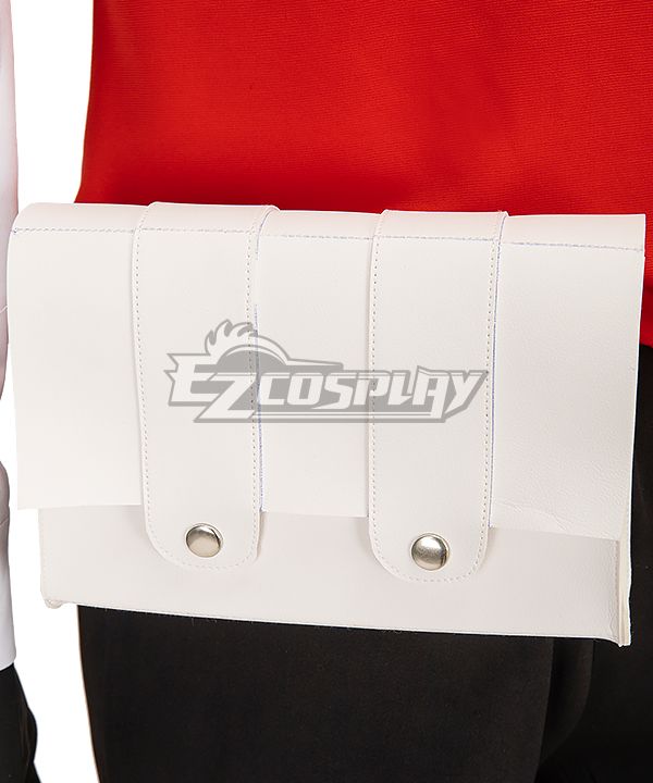 Close-up shot of the white leather waist storage pouch accessory for Akihiko Sanada cosplay