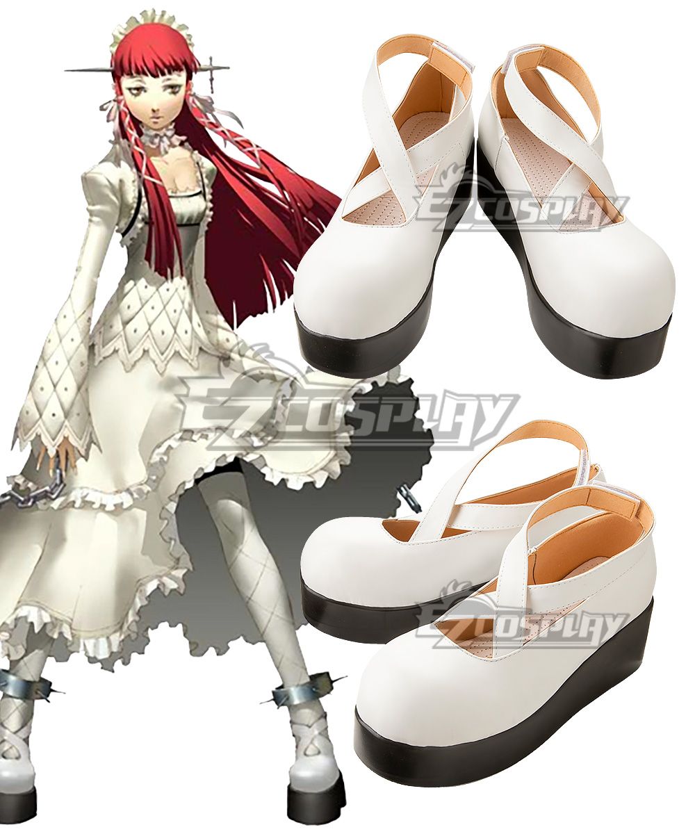 White platform Mary Jane cos shoes custom made for Chidori Yoshino from Persona 3 Reload