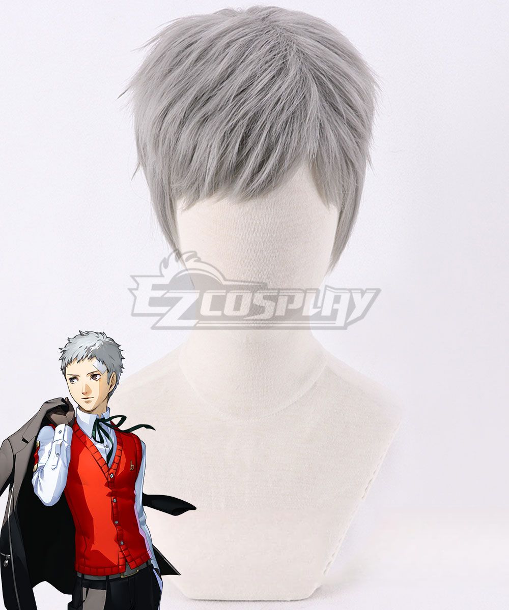 Pre-styled silver grey short cosplay wig custom made for Akihiko Sanada from Persona 3 Reload